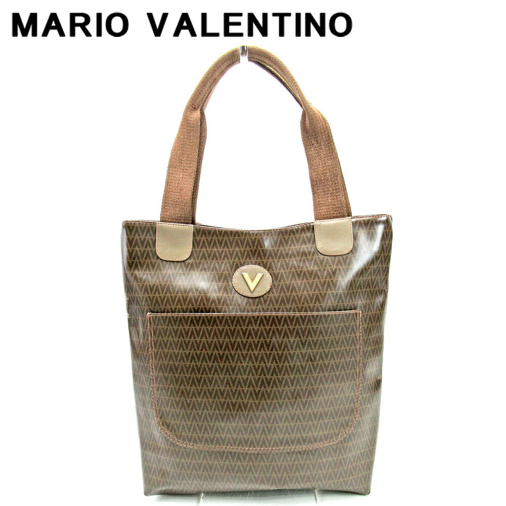 【スプリングセール30％OFF】マリオ ヴァレンティノ トートバッグ バック ショルダーバッグ バック ロゴ ブラウン PVC×レザー MARIO VALENTINO バック 収納 ファッションバッグ バック 手持ちバッグ バック 人気 【マリオ ヴァレンティノ】 E1482 【中古】