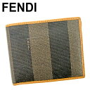 【春の大感謝祭 30％OFF】フェンディ 二つ折り 財布 ペカン ベージュ ブラック PVC×レザー FENDI 二つ折りサイフ 財布 サイフ 収納 ユニセックス 小物 【フェンディ】 E1491 【中古】