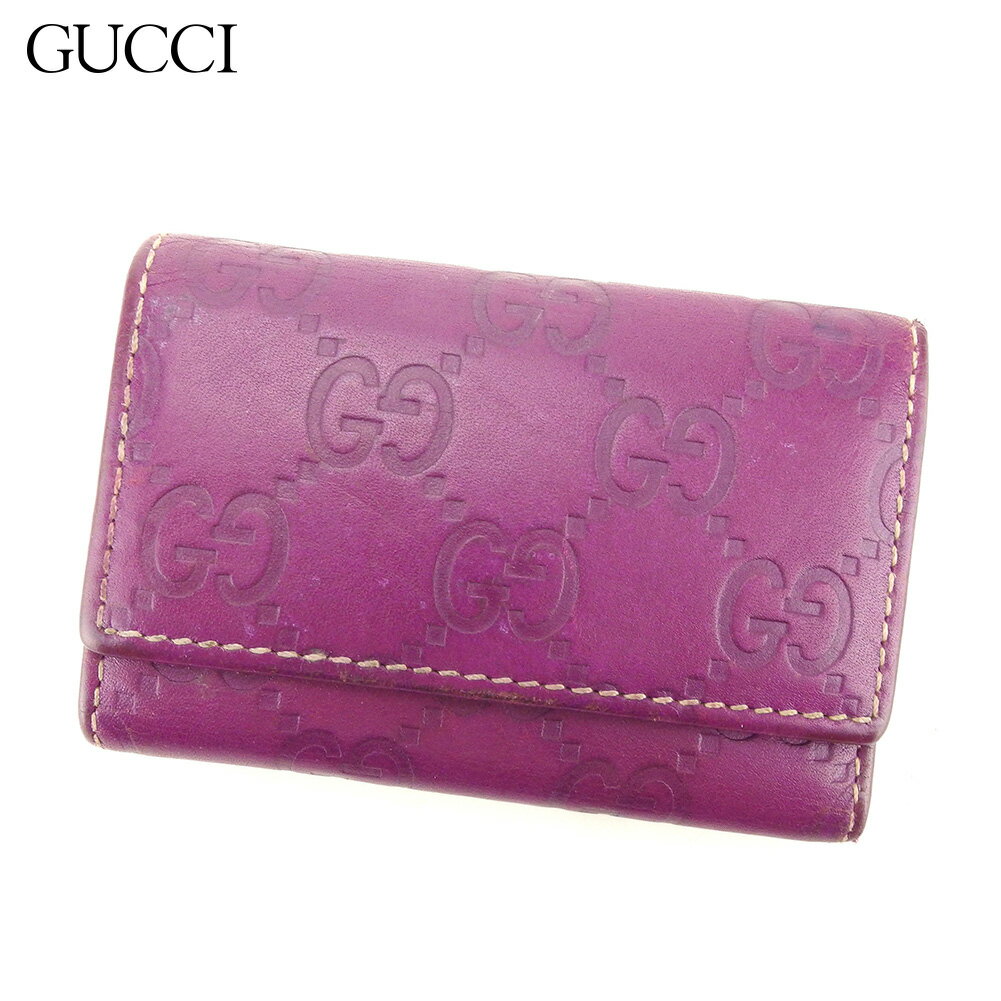 【スプリングセール30％OFF】グッチ キーケース 6連キーケース グッチシマ パープル ゴールド レザー GUCCI 【グッチ】 g1442s 【中古】