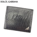 【お買い物マラソン30％OFF】ドルチェ&ガッバーナ DOLCE&GABBANA 二つ折り 札入れ ドルガバ メンズ ドル札用 ブラック シルバー レザー 【ドルチェ&ガッバーナ】 G1449 【中古】