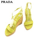 【スプリングセール30％OFF】プラダ PRADA サンダル シューズ 靴 レディース ♯34ハーフ アンクルストラップ グリーン ベージュ ゴールド レザー 【プラダ】 G1451 【中古】