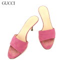 【スプリングセール】グッチ ミュール シューズ 靴 ♯37ハーフC サンダル GGキャンバス ピンク ブラウン キャンバス×レザー GUCCI 【グッチ】 g1...