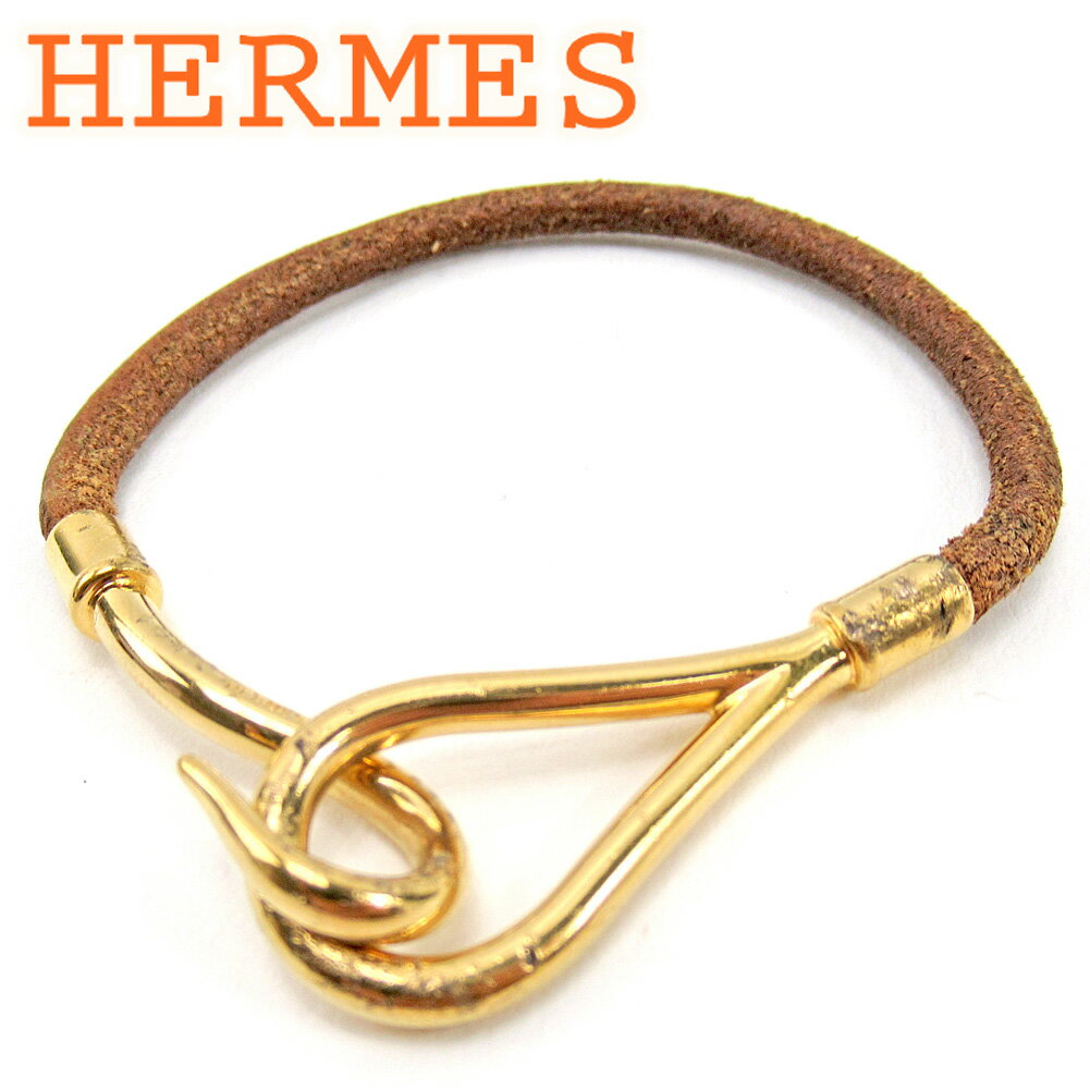 【スプリングセール30％OFF】エルメス ブレスレット アクセサリー ジャンボブレス ゴールド ブラウン レザ-×ゴールド金具 HERMES 【エルメス】 l2894s 【中古】