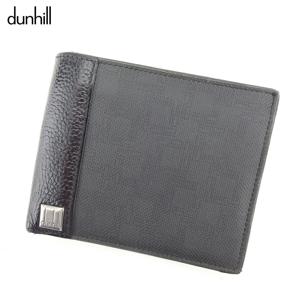 【スプリングセール】ダンヒル 二つ折り 財布 ディーエイト ブラック グレー 灰色 シルバー PVC×レザー dunhill 二つ折りサイフ 財布 サイフ 収納ブランド財布 ユニセックス 小物 【ダンヒル】 T16494 【中古】