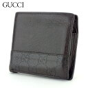 【春の大感謝祭 30％OFF】グッチ 二つ折り 財布 グッチシマ ブラウン レザー GUCCI 二つ折りサイフ 財布 サイフ 収納ブランド財布 ユニセックス 小物 【グッチ】 T9787 【中古】