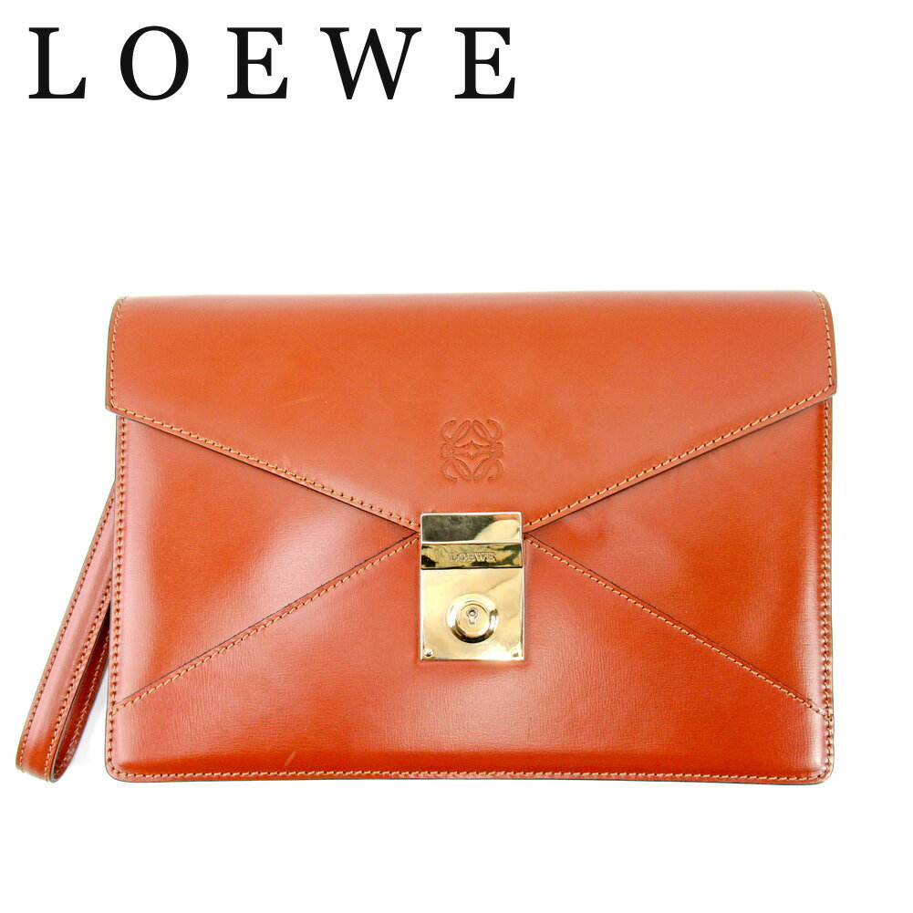 【スプリングセール30％OFF】ロエベ クラッチバッグ バック セカンドバッグ バック アナグラム ブラウン レザー LOEWE セカンドバッグ バック ファッション 収納バッグ バック 【ロエベ】 T9805 【中古】