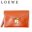【スプリングセール】ロエベ クラッチバッグ バック セカンドバッグ バック アナグラム ブラウン レザー LOEWE 【ロエベ】 t9805s 【中古】