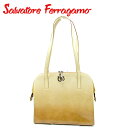【スプリングセール】サルヴァトーレ フェラガモ ショルダーバッグ バック ワンショルダー ガンチーニ ベージュ レザー Salvatore Ferragamo 【フェラガモ】 t9816s 【中古】(4)
