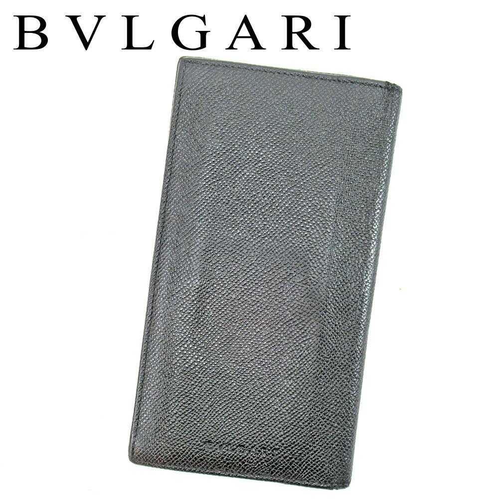 【スプリングセール30％OFF】ブルガリ BVLGARI 長札入れ 長財布 レディース メンズ ブラック レザー 【ブルガリ】 T9834 【中古】