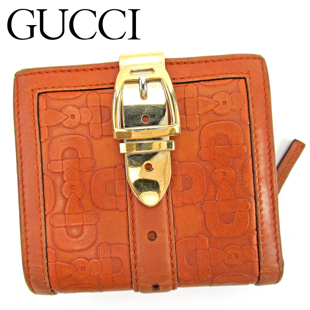 【スプリングセール30％OFF】グッチ Wホック財布 二つ折り 財布 ホースビット ブラウン レザー Gucci ホックサイフ ホック財布 財布 サイフブランド財布 ユニセックス 小物 【グッチ】 T9866 【中古】