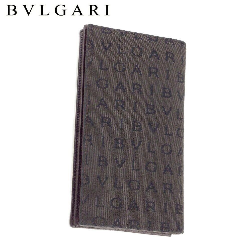 【スプリングセール30％OFF】ブルガリ BVLGARI 長札入れ 札入れ メンズ ブラウン ブラック系 キャンバス×レザー 【ブルガリ】 T9319 【中古】