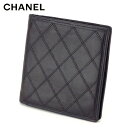 【春の大感謝祭 30％OFF】シャネル CHANEL 二つ折り 札入れ ダブルステッチ レディース メンズ オールドシャネル ブラック系 レザー 【シャネル】 T9320 【中古】