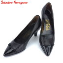 【冬SALE30%OFFクーポン】サルヴァトーレ フェラガモ Salvatore Ferragamo パンプス シューズ 靴 レディース ♯5C ブラック レザー 【フェラガモ】 F1526 【中古】