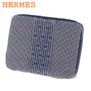 【お買い物マラソン30％OFF】エルメス HERMES 手帳カバー アジェンダ レディース メンズ ブラック グレー 灰色 シルバー キャンバス 【エルメス】 T10386 【中古】