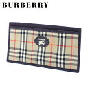 【春の大感謝祭 30％OFF】バーバリー BURBERRY 長札入れ 札入れ ケース レディース メンズ ベージュ ブラウン系 キャンバス×レザー 【バーバリー】 T10410 【中古】