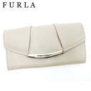 【春の大感謝祭 30％OFF】フルラ 長財布 ラウンドファスナー グレー 灰色 ベージュ レザー FURLA 【フルラ】 f1491s 【中古】