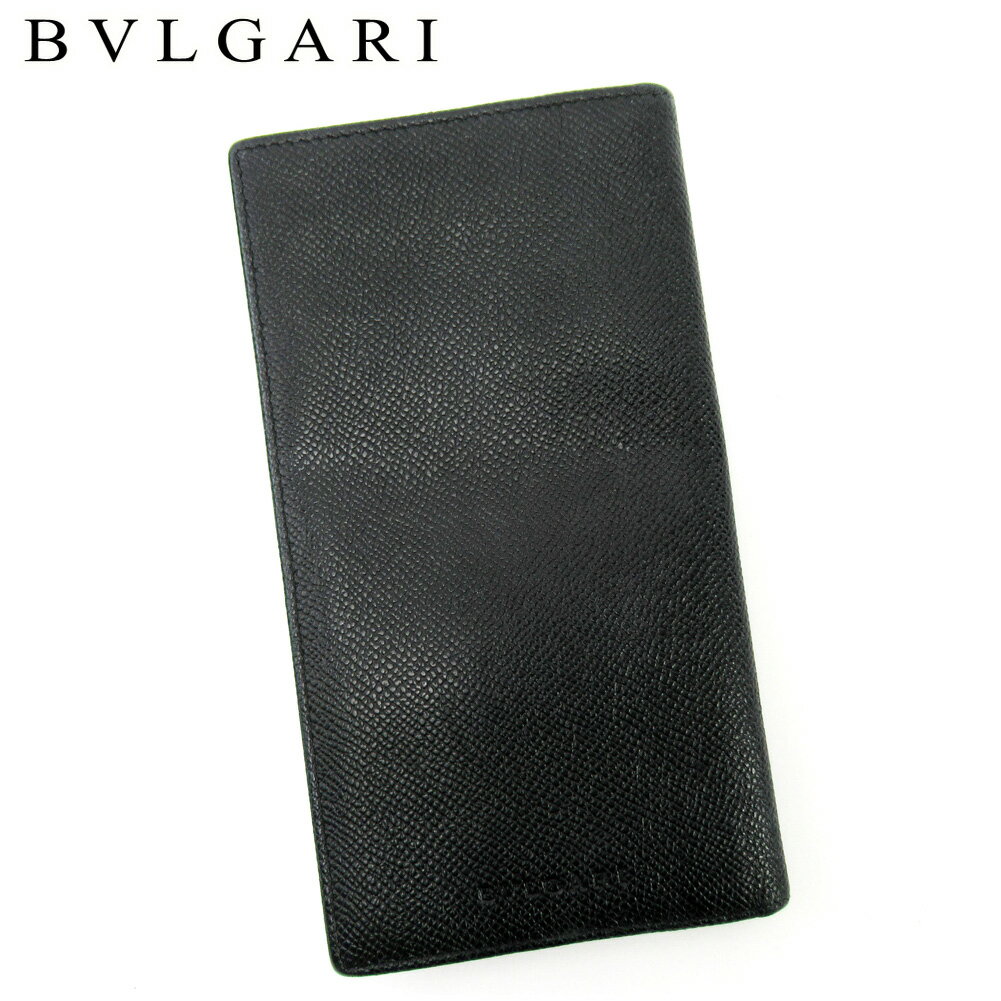 【6000円オフクーポン】 【中古】 ブルガリ BVLGARI 長札入れ 長財布 レディース メンズ ブラック レザー 【ブルガリ】 T10191