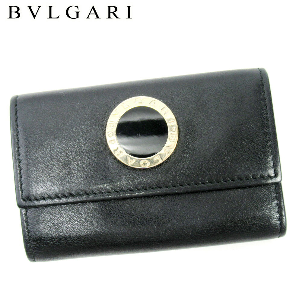 【スプリングセール30％OFF】ブルガリ BVLGARI キーケース 6連キーケース レディース メンズ ブラック レザー 【ブルガリ】 T10200 【中古】