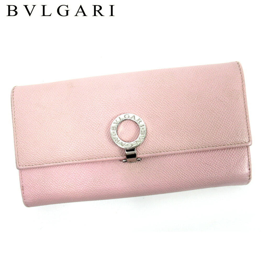 【スプリングセール30％OFF】ブルガリ 長財布 Wホック ブルガリブルガリ ピンク レザー BVLGARI 【ブルガリ】 t10216s 【中古】