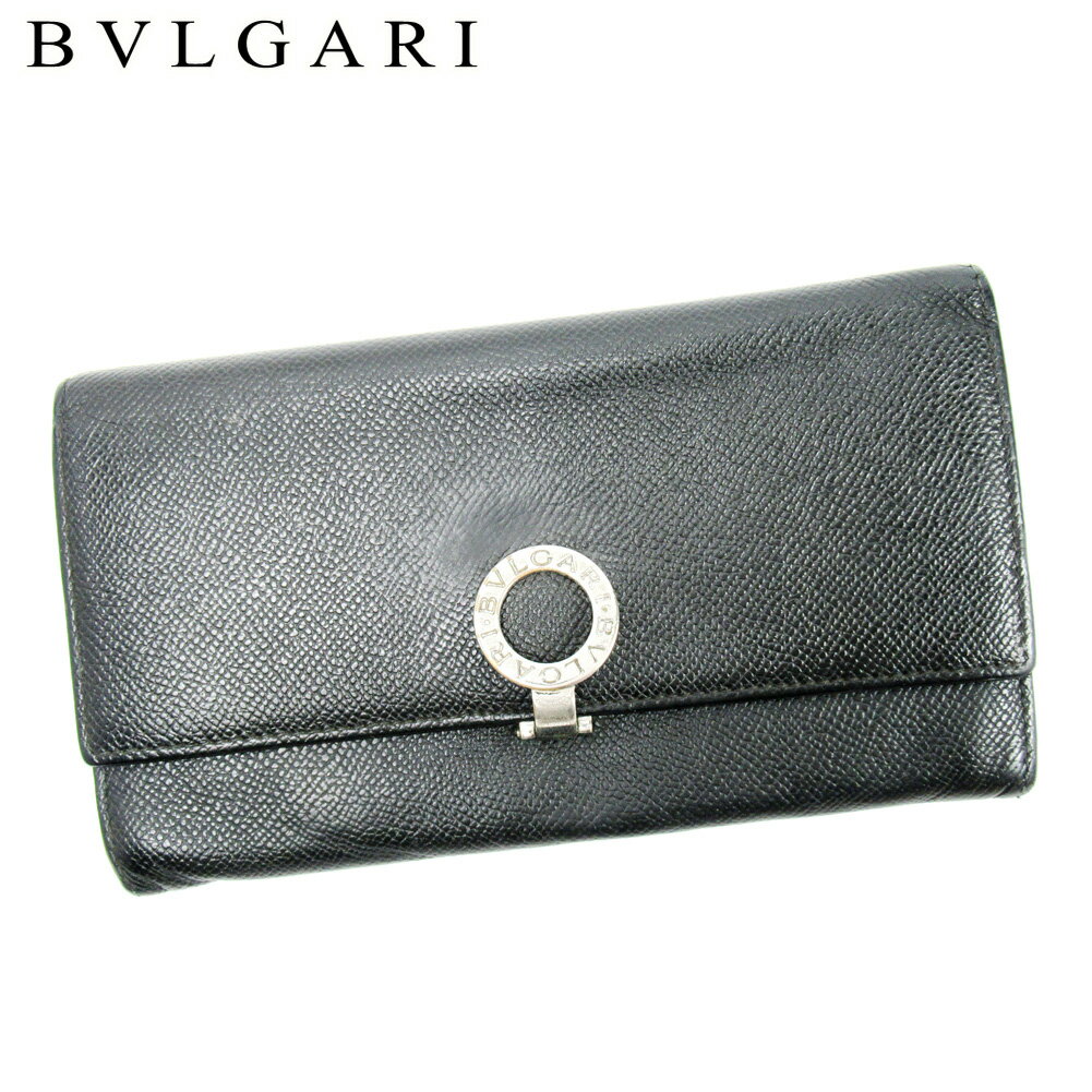 【スプリングセール30％OFF】ブルガリ 長財布 ファスナー付き 長財布 ブルガリブルガリ ブラック レザー BVLGARI 【ブルガリ】 t10241s 【中古】