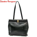 【スプリングセール】サルヴァトーレ フェラガモ トートバッグ バック ワンショルダー ヴァラ金具 ブラック レザー Salvatore Ferragamo 【フ...