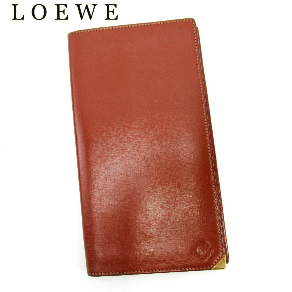 【スプリングセール30％OFF】ロエベ 長札入れ 長財布 アナグラム ブラウン レザー LOEWE 【ロエベ】 t10256s 【中古】