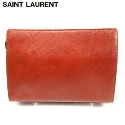 【春の大感謝祭 30％OFF】サンローラン クラッチバッグ バック セカンドバッグ バック ブラウン レザー SAINT LAURENT 【サンローラン】 t10259s 【中古】