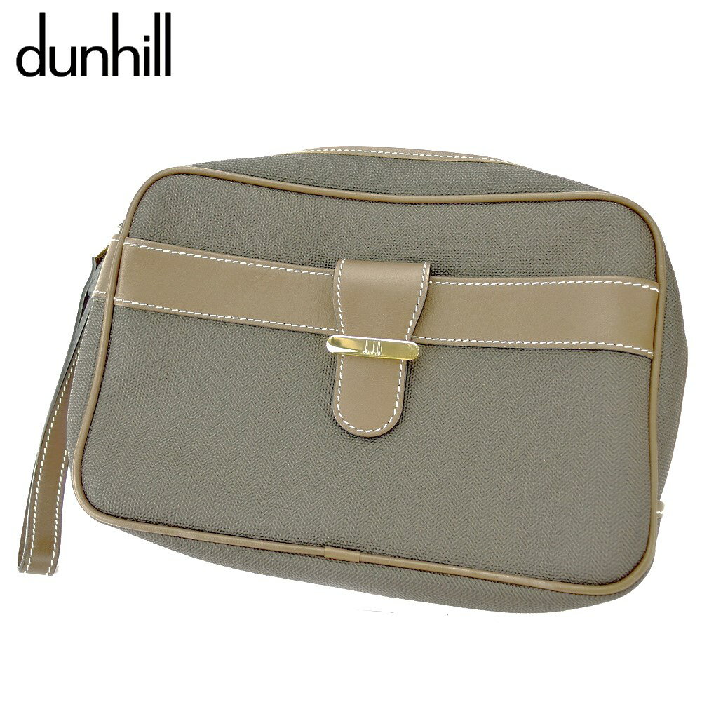 【楽天スーパーSALE】ダンヒル クラッチバッグ バック セカンドバッグ バック ヘリンボーン ブラック PVC×レザー dunhill 【ダンヒル】 t10261s 【中古】