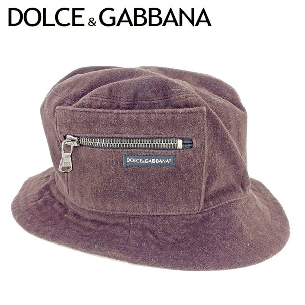 【楽天スーパーSALE】ドルチェ&ガッバーナ DOLCE&GABBANA 帽子 ♯59サイズ レディース メンズ ドルガバ ZIPポケット付き ブラウン コットン ウール 【ドルチェ&ガッバーナ】 B1030 【中古】