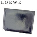 【スプリングセール30％OFF】ロエベ LOEWE 二つ折り 札入れ メンズ ブラック シルバー レザー 【ロエベ】 B1032 【中古】