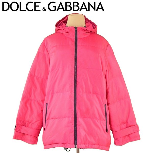 【冬のTHEセール 30%OFF】ドルチェ&ガッバーナ DOLCE&GABBANA コート フード付き アウター レディース メンズ ドルガバ ピンク ブラック ポリエステル ダウン フェザー 【ドルチェ&ガッバーナ】 G1317 【中古】