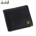 【スプリングセール30％OFF】ダンヒル 二つ折り 札入れ ロゴプレート ブラック ゴールド レザー dunhill 【ダンヒル】 l2652s 【中古】