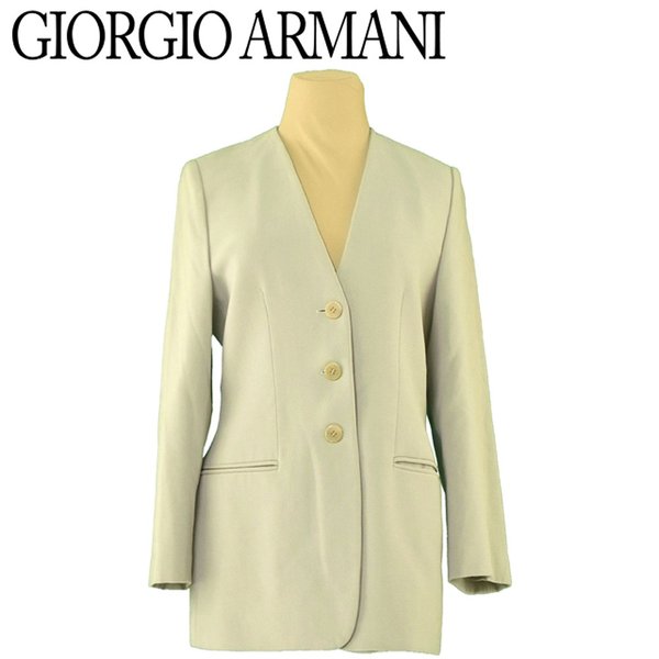 【スプリングセール30％OFF】ジョルジオ アルマーニ GIORGIO ARMANI ジャケット 三つボタン アウター レディース ♯40サイズ グリーン ウール 毛 【ジョルジオ アルマーニ】 L2853 【中古】