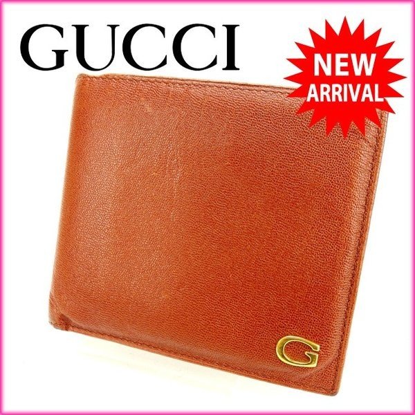 【スプリングセール30％OFF】グッチ GUCCI 二つ折り札入れ 小銭入れナシ レディース パスケース付き ブラウン×ゴールド 【グッチ】 M931 【中古】