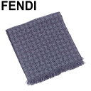 【スプリングセール30％OFF】フェンディ マフラー フリンジ付き ロゴ柄 グレー 灰色 ブラック FENDI 【フェンディ】 t7074s 【中古】