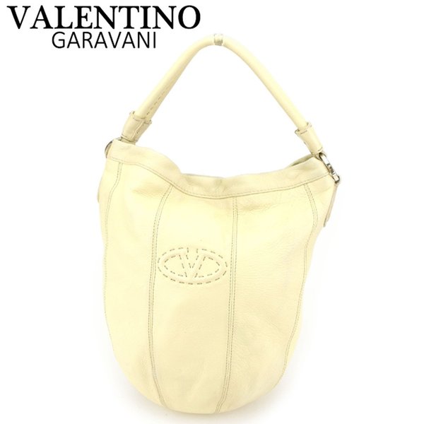 【スプリングセール30％OFF】ヴァレンティノ ガラヴァーニ ハンドバッグ バッグ Vマーク ベージュ ブラウン シルバー レザー VALENTINO GARAVANI バック 手持ちバッグ ファッションバッグ 収納 人気 【ヴァレンティノ ガラヴァーニ】 T8207 【中古】