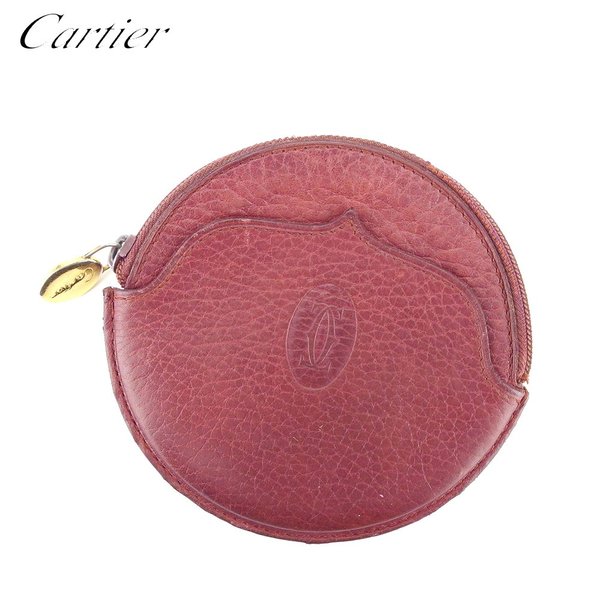 【スプリングセール30％OFF】カルティエ コインケース ケース 小銭入れ マストライン ボルドー ゴールド レザー Cartier 【カルティエ】 t8637s 【中古】