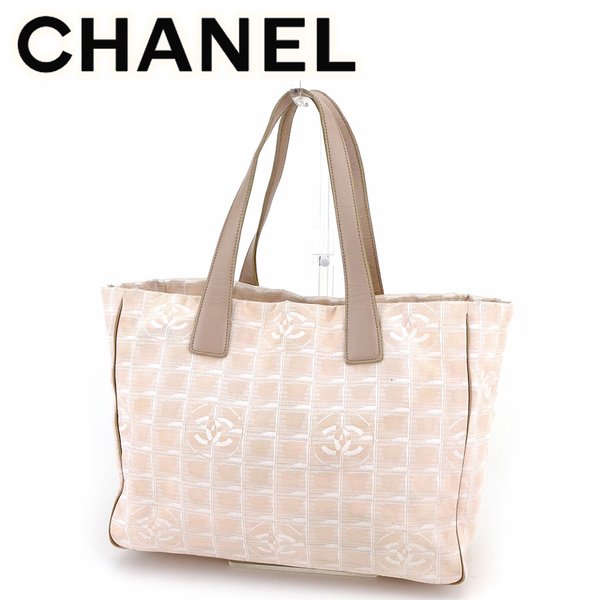 【スプリングセール30％OFF】シャネル CHANEL トートバッグ バック ショルダーバッグ バック トートMM ニュートラベルライン レディース メンズ ピンク ベージュ シルバー A15991クリスマス プレゼント バック 収納 兼用 【シャネル】 T9439 【中古】