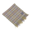 【春の大感謝祭 30％OFF】バーバリー マフラー フリンジ付き カシミア チェック カーキ系 CASHMERE100％ BURBERRY 【バーバリー】 t995s 【中古】