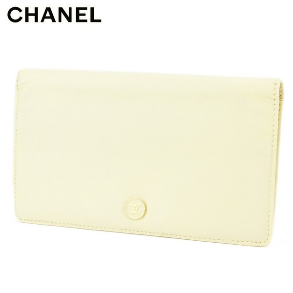 【スプリングセール30％OFF】シャネル 長財布 ファスナー付き長財布 ココボタン ベージュ レザー CHANEL 【シャネル】 t12961s 【中古】