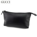 【春の大感謝祭 30％OFF】【中古】 グッチ ポーチ ペンケース メンズ ブラック レザー GUCCI B1260