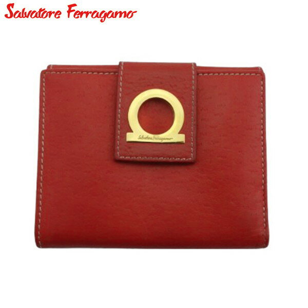 【楽天スーパーSALE40%OFF】【中古】 フェラガモ 二つ折り財布 メンズ可 レッド Salvatore Ferragamo X8552