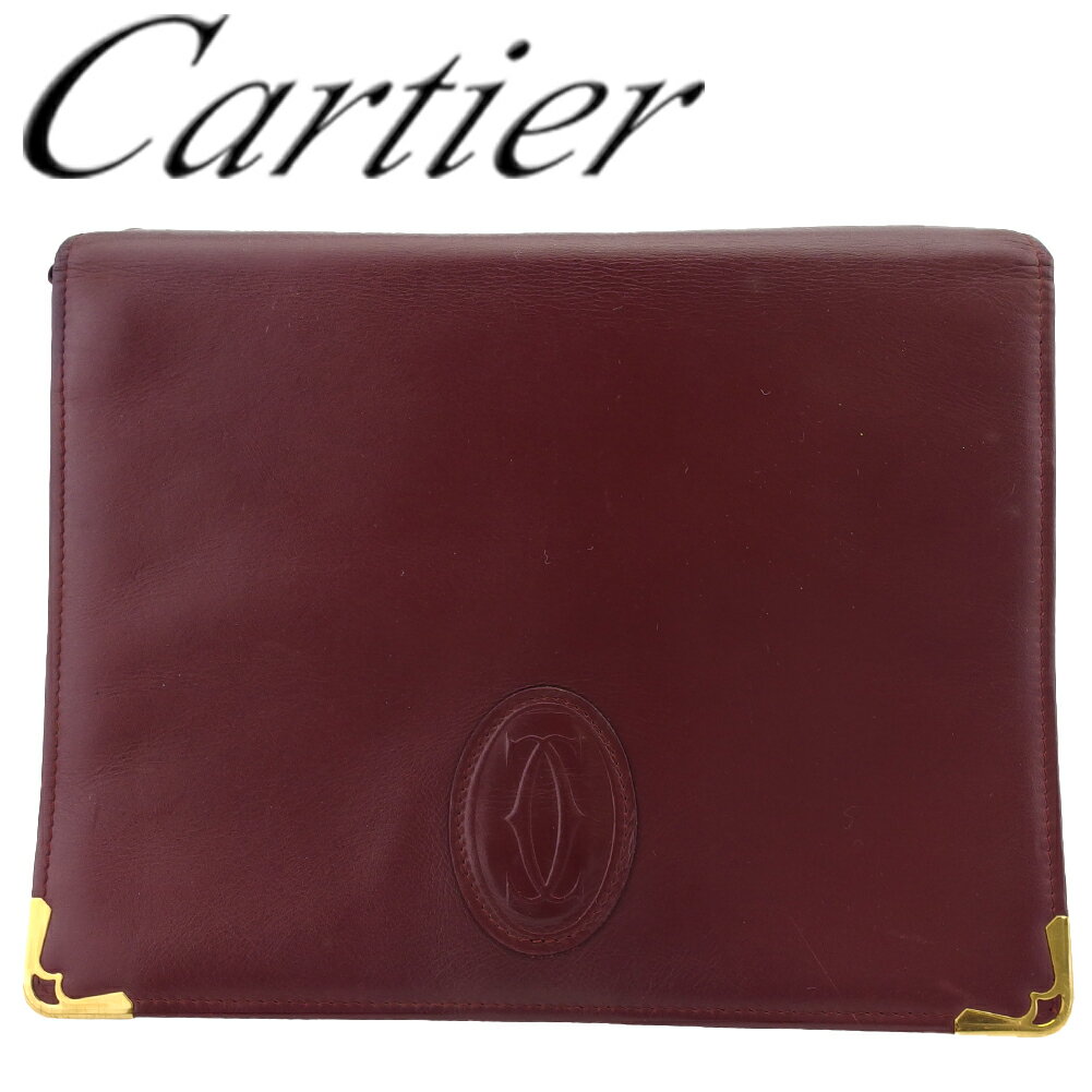 【お買い物マラソン28％OFFクーポン】【中古】 カルティエ クラッチバッグ セカンド バッグ レディース メンズ マストライン ボルドー ゴールド レザー Cartier T22148 ブランド ハイブランド ヴィンテージ