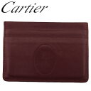 【スプリングセール】【中古】 カルティエ カードケース パスケース レディース メンズ マストライン ボルドー レザー Cartier T22193