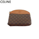 【スプリングセール】【中古】 セリーヌ ポーチ ミニポーチ レディース メンズ マカダム ブラウン ベージュ PVC×レザー CELINE T22364