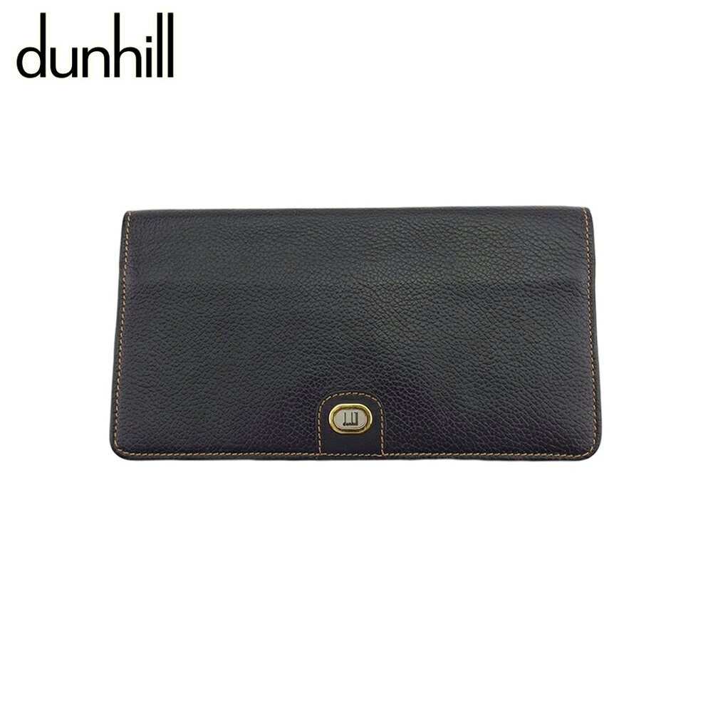 【中古】 ダンヒル 長札入れ 札入れ メンズ ロゴプレート ブラック ゴールド シルバー レザー dunhill C4525