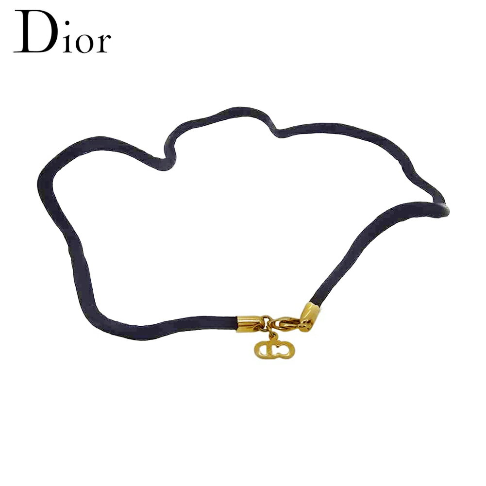 【中古】 ディオール チョーカー ネックレス アクセサリー レディース メンズ CDチャーム ブラック ゴールド Dior C4533