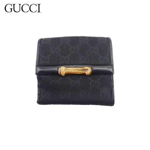 【スプリングセール】【中古】 グッチ Wホック 財布 二つ折り レディース メンズ バンブー GGキャンバス ブラック ベージュ キャンバス×レザー GUCCI C4561 【スプリングセール】【中古】 グッチ Wホック 財布 二つ折り レディース メンズ バンブー GGキャンバス ブラック ベージュ キャンバス×レザー GUCCI C4561