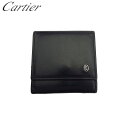 【スプリングセール】【中古】 カルティエ コインケース 小銭入れ メンズ パシャ ブラック シルバー レザー Cartier T22902