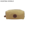 【スプリングセール】【中古】 ハンティングワールド シューズケース ポーチ カーキー ブラウン キャンバス×レザー HUNTING WORLD C4615